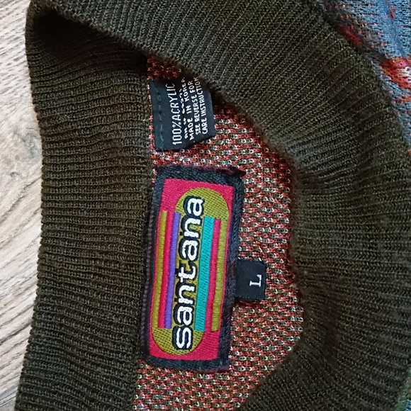 Santana Men's Pattern Sweater Size Large Vintage Unisex - Picture 5 of 9